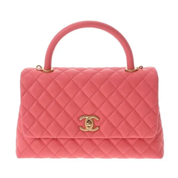 CHANEL Caviar Quilted Coco Chain Handle Flap Bag Pink Purse - Picture 4 of 12